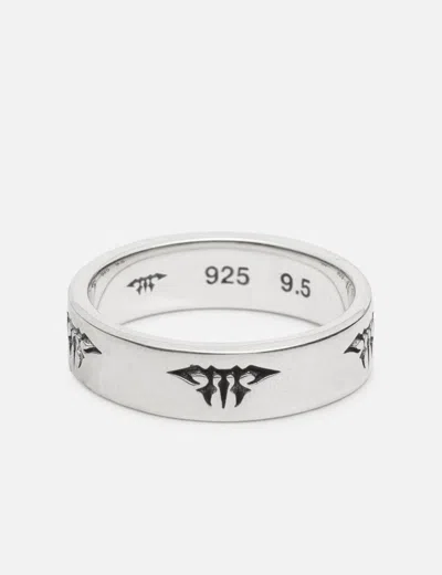 Midnightfactory Monogram Band Ring In Metallic