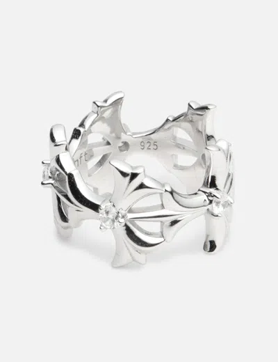 Midnightfactory Triple Ornament Eternity Ring In Burgundy