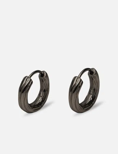 Midnightfactory Woody Hoop Earrings In Black