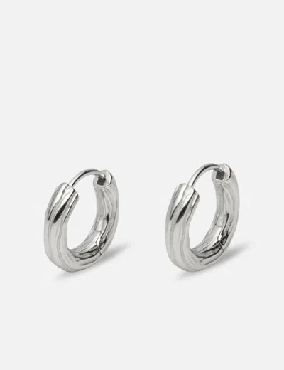 Midnightfactory Wooody Hoop Oxidised Earrings In Metallic