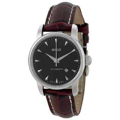 Pre-owned Mido Baroncelli Automatic Black Dial Brown Leather Ladies Watch M76004188