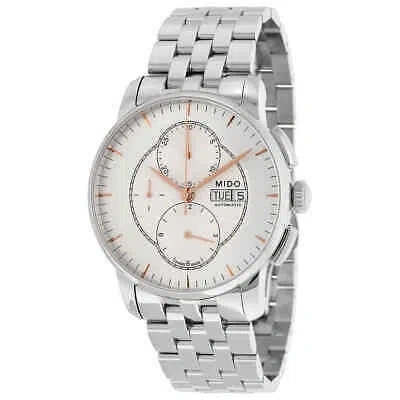 Pre-owned Mido Baroncelli Automatic Chronograph Silver Dial Stainless Steel Men's Watch