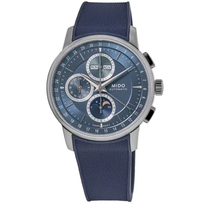Mido Baroncelli Chronograph Moonphase Automatic Blue Dial Rubber Strap Men's Watch M027.625.17.041.00
