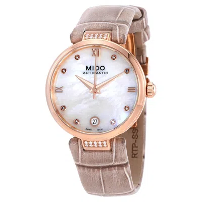 Mido Baroncelli Ii Automatic Ladies Watch M022.207.66.116.12 In Mother Of Pearl/pink/rose Gold Tone/gold Tone/beige
