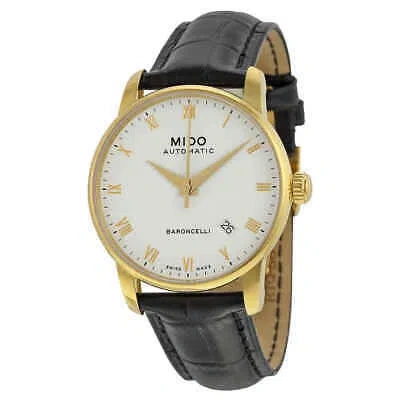 Pre-owned Mido Baroncelli Ii Automatic White Dial Black Leather Men's Watch M86003264