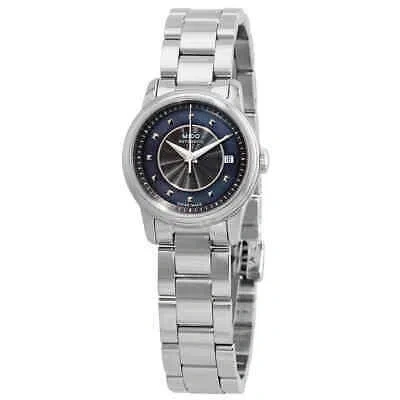 Pre-owned Mido Baroncelli Iii Automatic Black Mop Ladies Watch M010.007.11.121.00