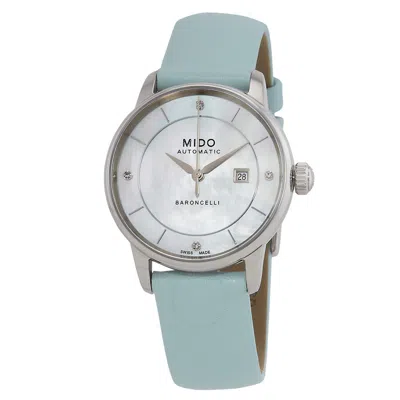 Mido Baroncelli Signature Lady Colours Automatic Mother Of Pearl Dial Watch M0372071610600 In Blue
