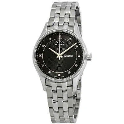 Pre-owned Mido Belluna Automatic Diamond Black Dial Ladies Watch M001.230.11.066.91