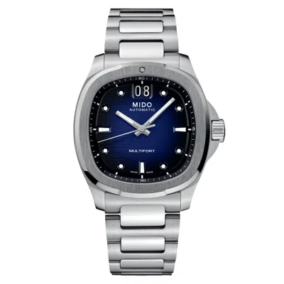 Pre-owned Mido Brand  Multifort Tv Blue Dial Steel Band Men's Watch M0495261104100