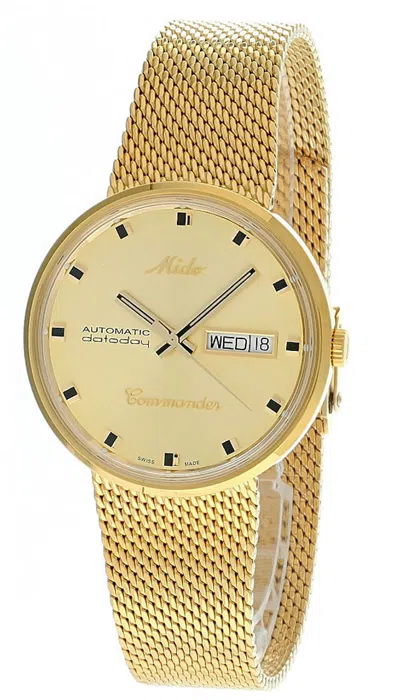 Pre-owned Mido Commander 1959 37mm Yellow Gold Dial Men's Watch M8429.3.22.13