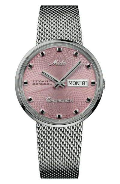 Mido Commander 1959 Automatic Mesh Strap Watch, 37mm In Pink