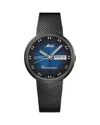 Mido Men's Swiss Automatic Commander Shade Black Pvd Stainless Steel Mesh Bracelet Watch 37mm In Blue/black