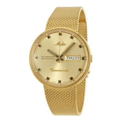 Mido Commander Automatic Yellow Gold Plated Unisex Watch M8429.3.22.13 In Gold / Gold Tone / Yellow