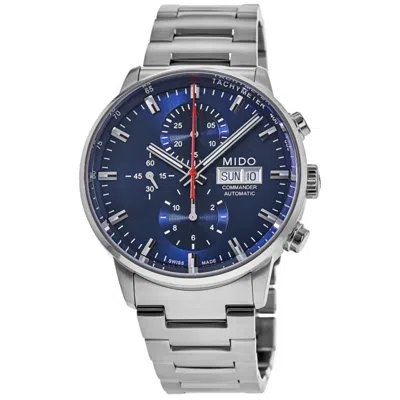 Mido Commander Chronograph Blue Dial Steel Men's Watch M016.414.11.041.00 In Metallic