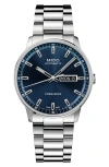 Mido Commander Datoday Watch, 40mm In Metallic