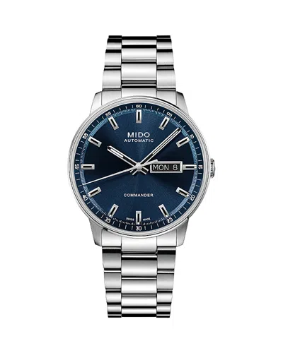 Mido Commander Datoday Watch, 40mm In Silver