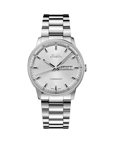 Mido Commander Datoday Watch, 40mm In Silver