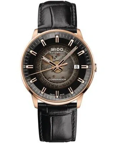 Pre-owned Mido Commander Gradient Black Dial Leather Men's Watch M021.407.36.411.00
