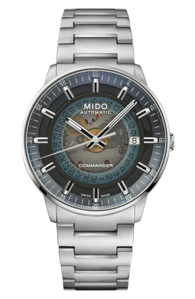 Mido Commander Gradient Skeletal Automatic Bracelet Watch, 40mm In Blue