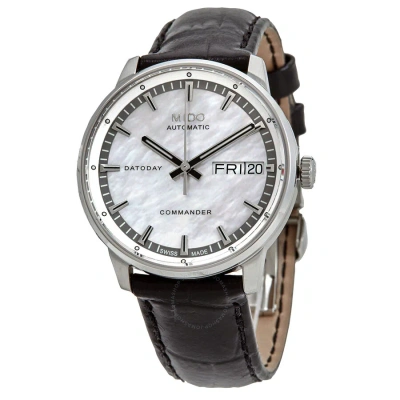 Mido Commander Ii Automatic White Mother Of Pearl Dial Ladies Watch M016.230.16.111.80 In Black / Mother Of Pearl / White