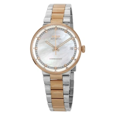 Mido Commander Ii Automatic White Mother Of Pearl Dial Watch M014.207.22.116.80 In Gold