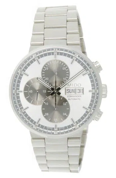 Mido Commander Ii Chronograph Bracelet Watch, 42.5mm In Metallic Silver