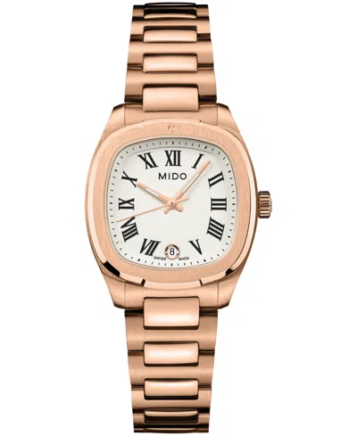 Mido Men's And Women's Swiss Quartz Multifort Tv Stainless Steel Watch, 28mm In White