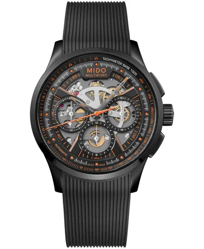 Mido Men's Automatic Multifort Skeleton Chronograph Black Rubber Watch, 43mm