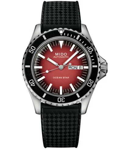 Mido Men's Automatic Ocean Star Tribute Gradient Black Rubber Watch, 40.5mm In Red