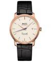 Mido Men's Swiss Automatic Baroncelli Iii Heritage Black Leather Strap Watch 39mm In Black