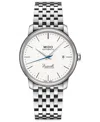 Mido Men's Swiss Automatic Baroncelli Iii Heritage Stainless Steel Bracelet Watch 39mm In Stainless Steel