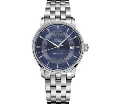 Mido Men's Swiss Automatic Baroncelli Signature Stainless Steel Bracelet Watch 39mm In Silver