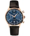 Mido Men's Swiss Automatic Chronograph Multifort Brown Leather Strap Watch 42mm In Blue