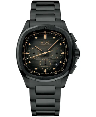 Mido Men's Swiss Automatic Chronograph Multifort Tv Black Stainless Steel Watch, 42mm