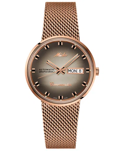 MIDO MEN'S SWISS AUTOMATIC COMMANDER CLASSIC ROSE GOLD-TONE PVD STAINLESS STEEL BRACELET WATCH 37MM