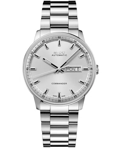 Mido Men's Swiss Automatic Commander Datoday Stainless Steel Watch, 40mm In Silver
