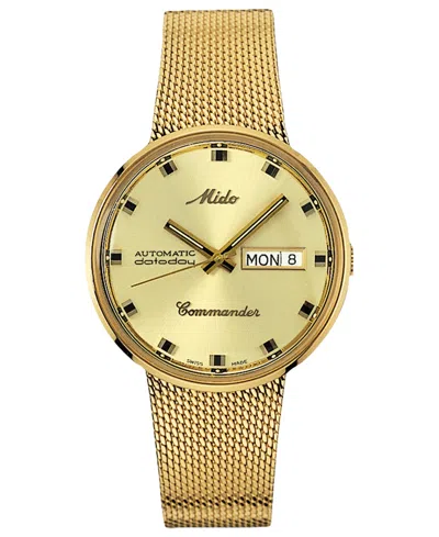 Mido Men's Swiss Automatic Commander Gold-tone Pvd Stainless Steel Bracelet Watch 37mm In No Color