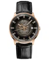 Mido Men's Swiss Automatic Commander Gradient Black Leather Strap Watch 40mm In Black