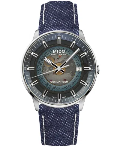 Mido Men's Swiss Automatic Commander Gradient Fabric Strap Watch, 40mm In Blue