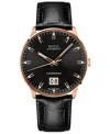 Mido Commander Ii Skeleton Leather Strap Watch In Black