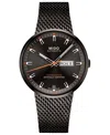 Mido Men's Swiss Automatic Commander Ii Cosc Black Pvd Stainless Steel Bracelet Watch 42mm In Stainless Steel