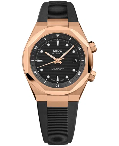 Mido Men's Swiss Automatic Multifort 8 Two Crowns Black Rubber Watch, 40mm