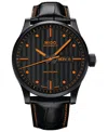 Mido Men's Swiss Automatic Multifort Black Leather Strap Watch 42mm In Black