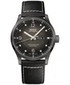 Mido Men's Swiss Automatic Multifort Chronometer Black Leather Strap Watch 42mm In Black