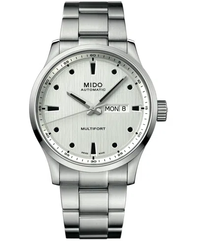 Mido Men's Swiss Automatic Multifort Day-date Stainless Steel Watch, 42mm In White