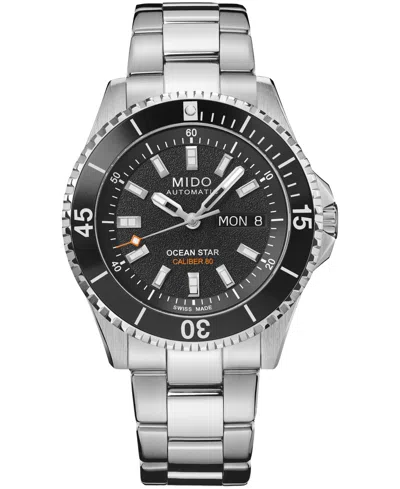 Mido Men's Swiss Automatic Ocean Star Water-resistant Day/date Stainless Steel Bracelet Watch, 41mm In Black