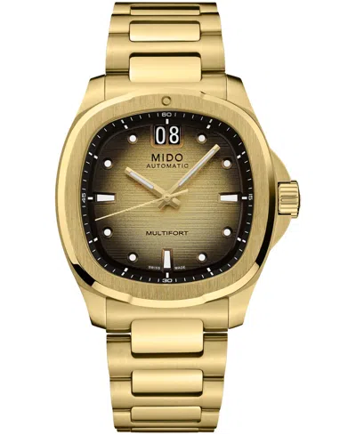 Mido Men's Swiss Automatic Tv Big Date Gold-tone Stainless Steel Bracelet Watch, Water-resistant To 100 M