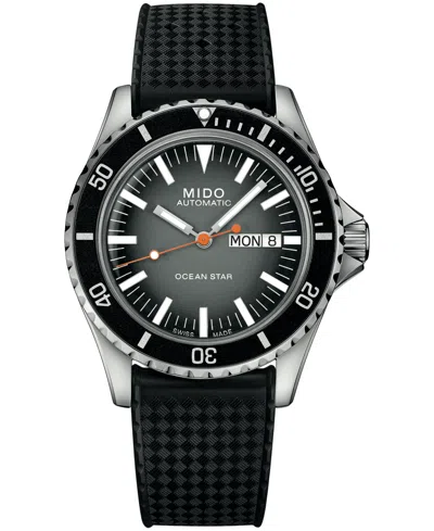 Mido Men's Swiss Automatic Water-resistant Ocean Star Tribute Black Rubber Watch, 40.5mm In Gray