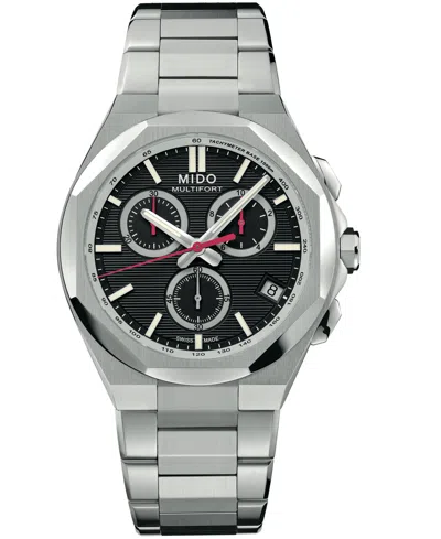 Mido Men's Swiss Quartz Chronograph Multifort 8 Stainless Steel Watch, 42mm In Black