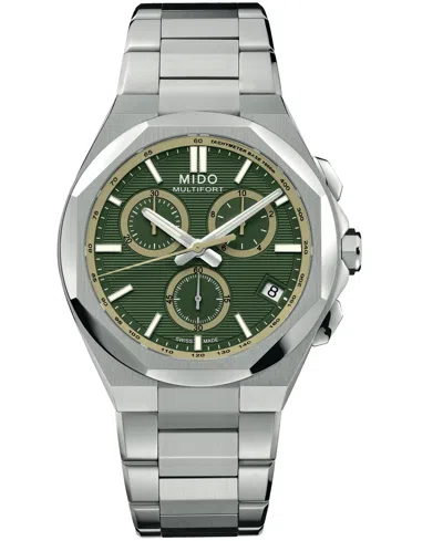 Mido Men's Swiss Quartz Chronograph One Crown Green Dial Stainless Steel Watch, 42mm